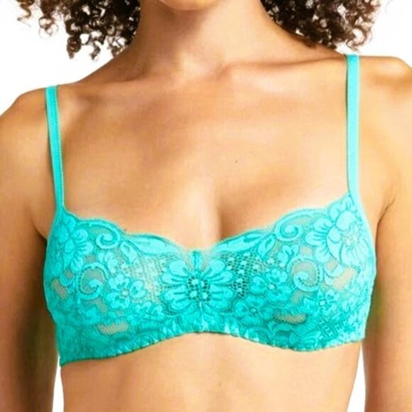 Free People HAH Hook Up Demi Bra Lace Demi Underwire Teal DD32-40 #80213 - Picture 1 of 6